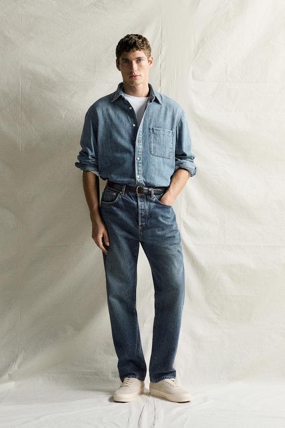 Zara 標準版牛仔襯衫 - 藍色 - 圖片 0