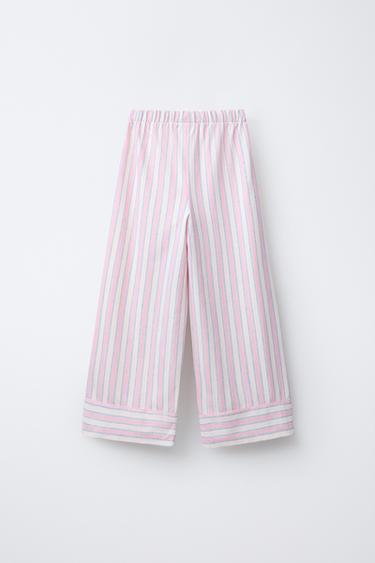 PANTALON À JAMBES LARGES RAYURES - Rose de Zara - Image 1