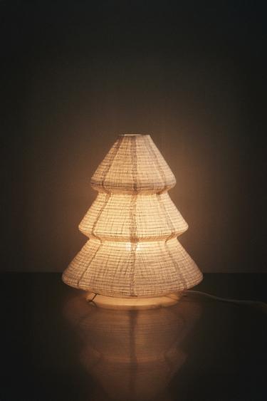 LINEN CHRISTMAS TREE LAMP (46 CM) - Ecru by Zara