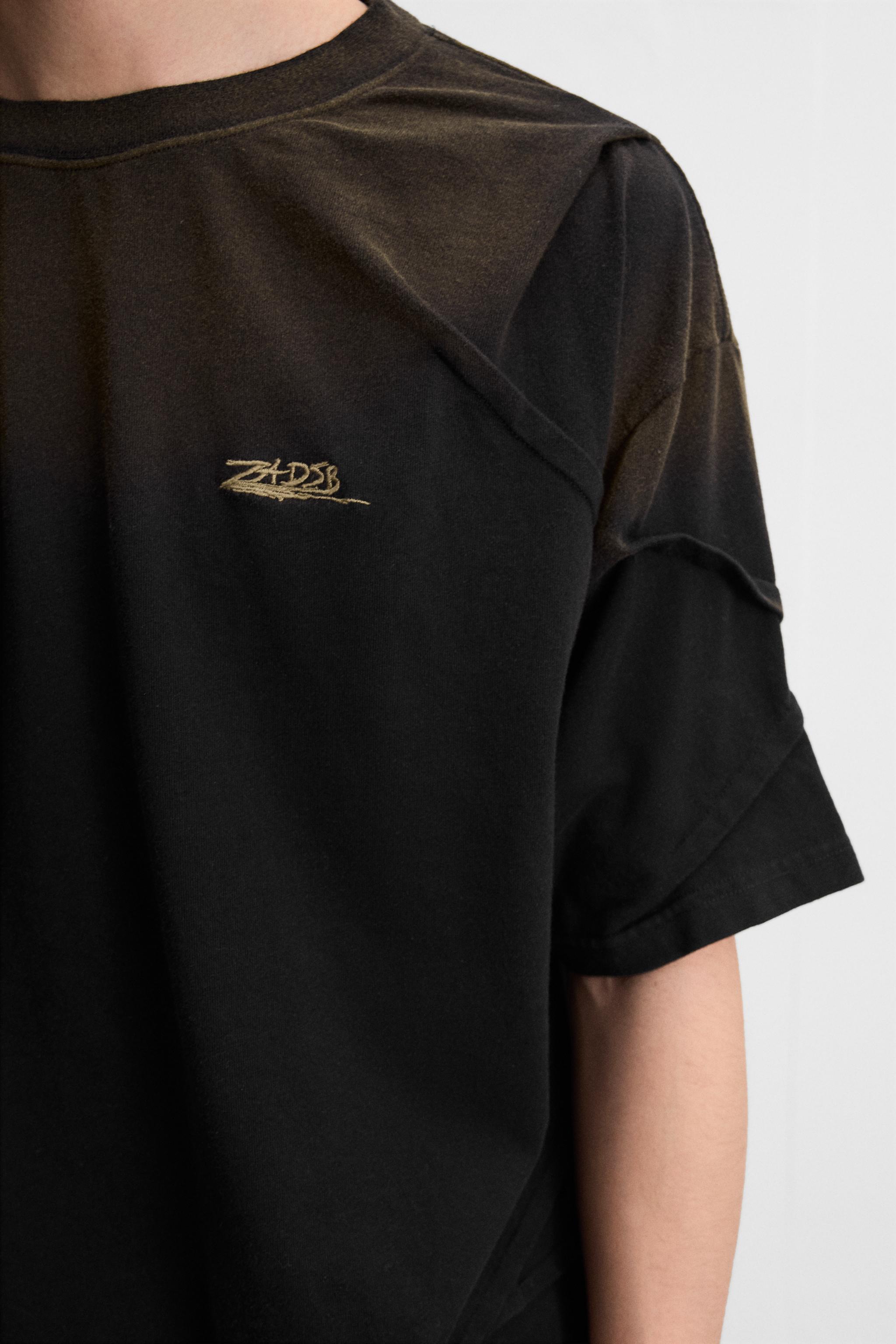 Tシャツ・カットソー ZARA WASHED PLEATED T-SHIRT X ANDERSSON BELL 0962/450/800 ウォッシュ加工プリーツTシャツ X ANDERSSON BELL - ブラック