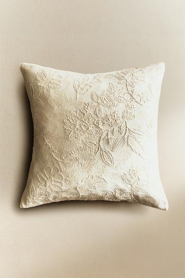 EMBROIDERED CUSHION COVER - Ecru by Zara - Image 6