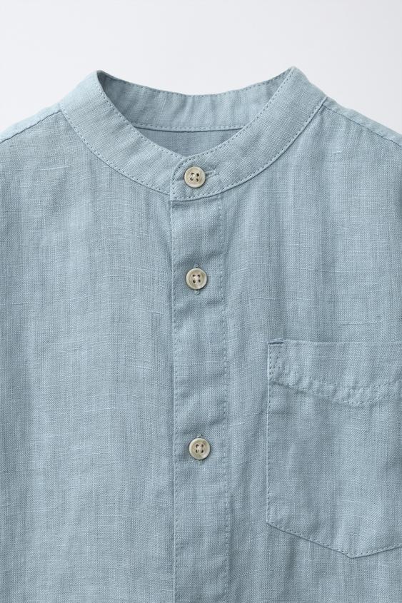 リネン100%シャツ - ブルー | ZARA Japan / 日本