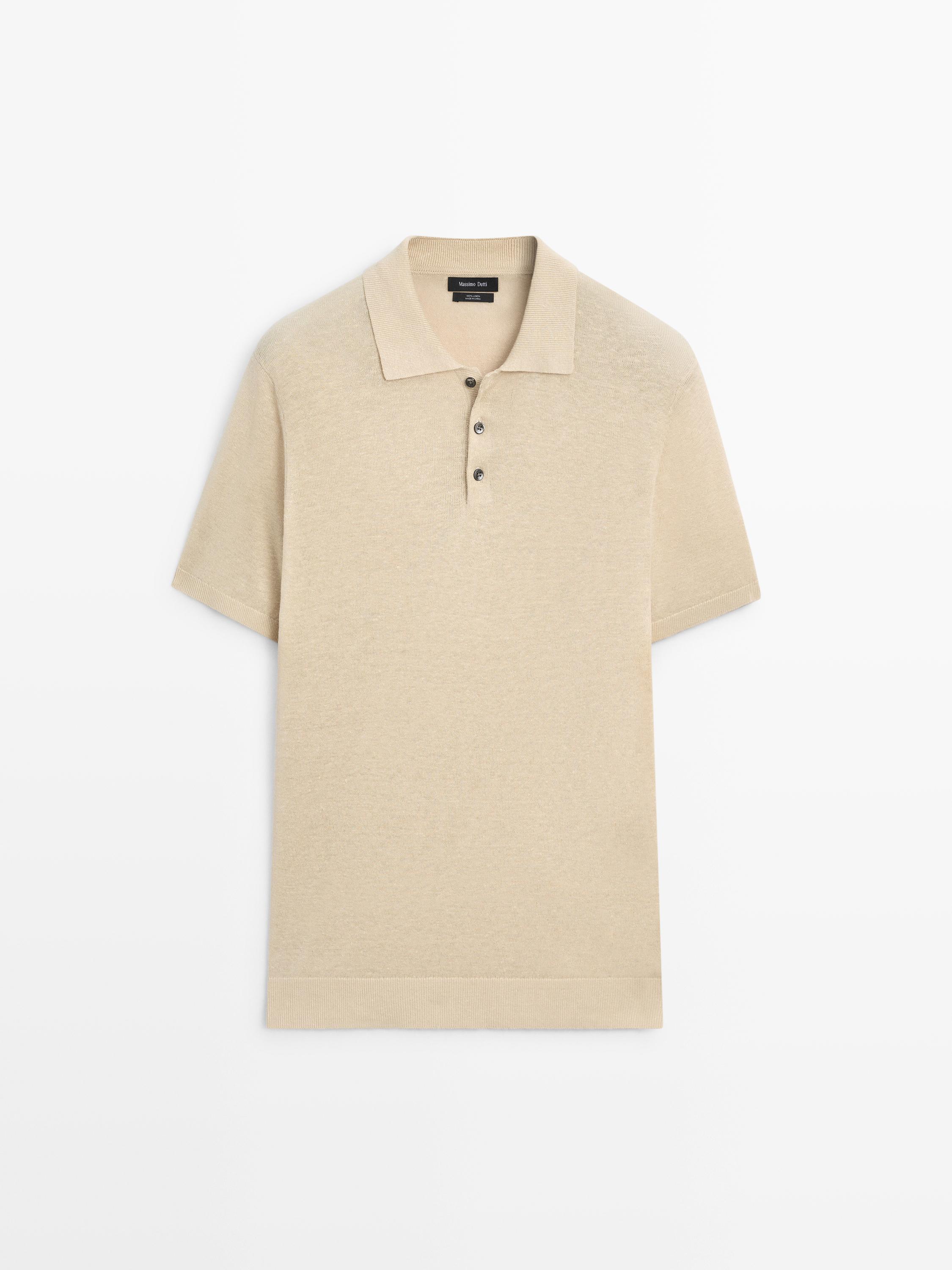 Pull polo en maille de lin