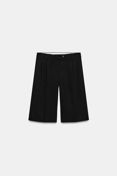 LONG PLEATED BERMUDA SHORTS - Black by Zara - Image 0