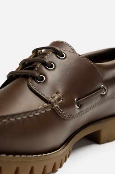 LEATHER DECK SHOES - Brown by Zara - Image 2