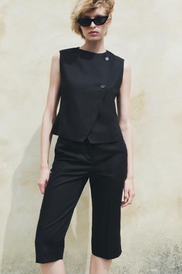ДЪЛГИ БЕРМУДИ STRAIGHT FIT ZW COLLECTION - Черен от Zara
