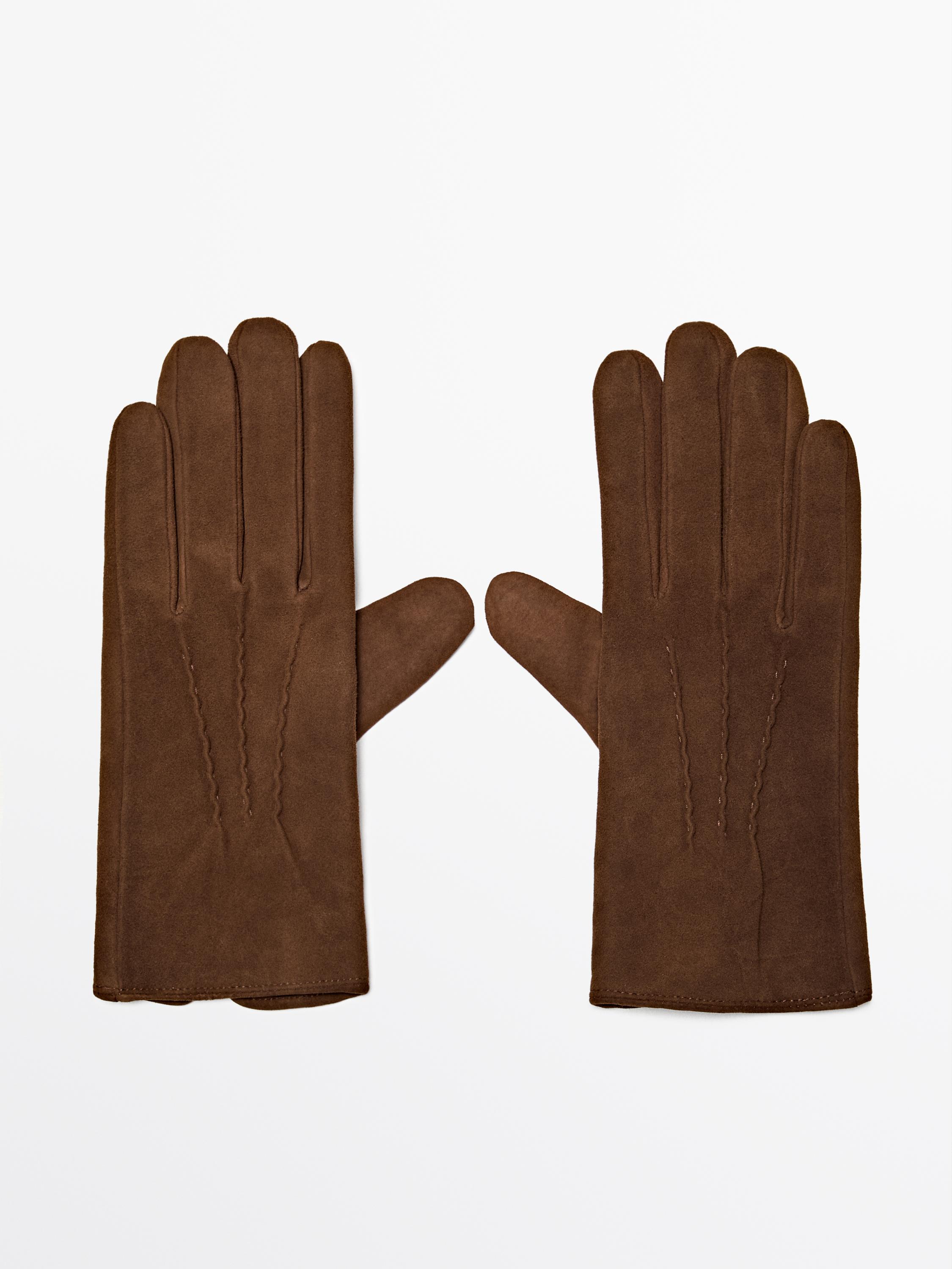 Suede leather gloves