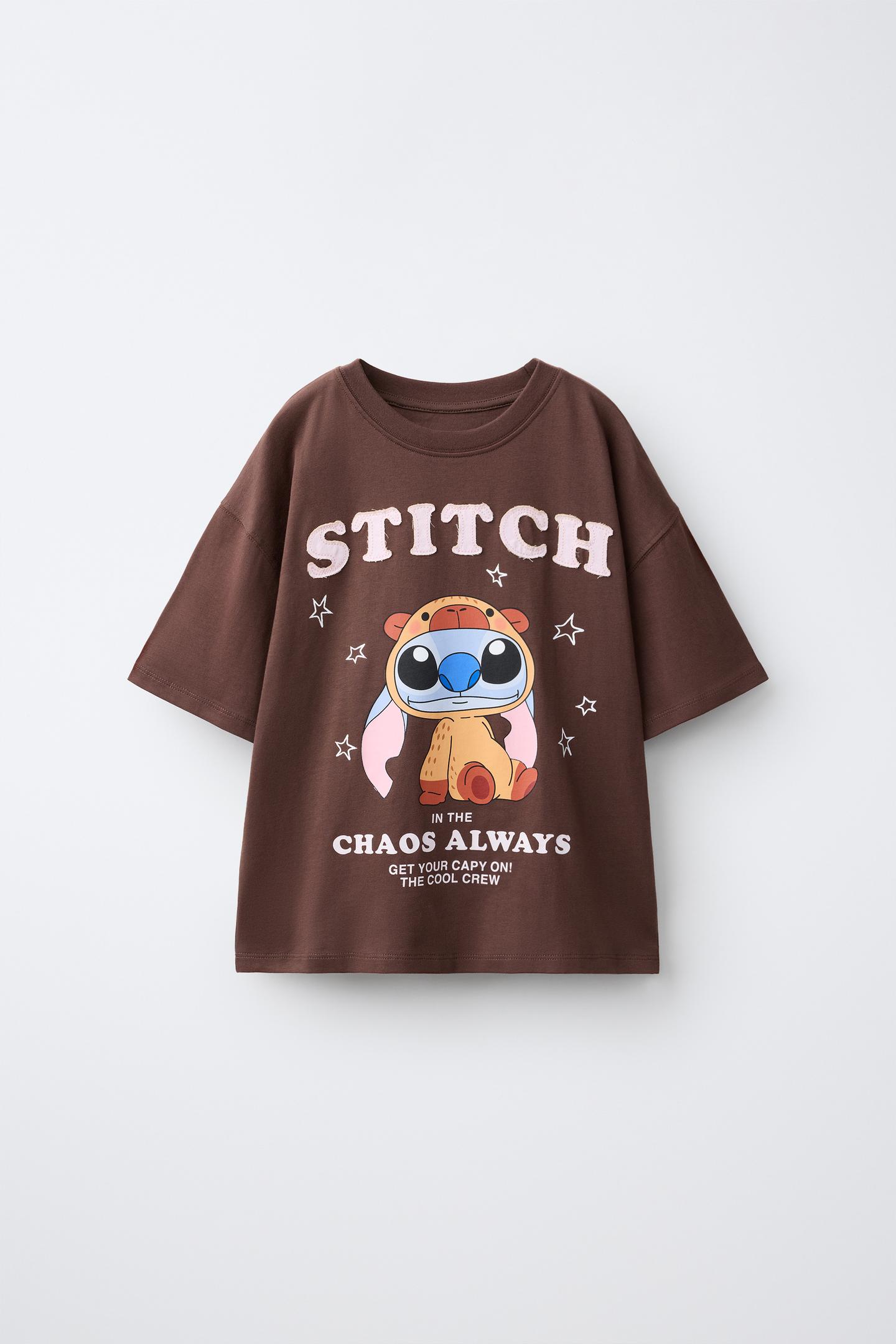 Детская футболка Zara Lilo & Stitch © Disney Print, цвет: Коричневый — фото 2