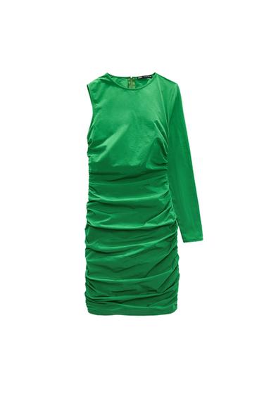 RUCHED ASYMMETRIC DRESS