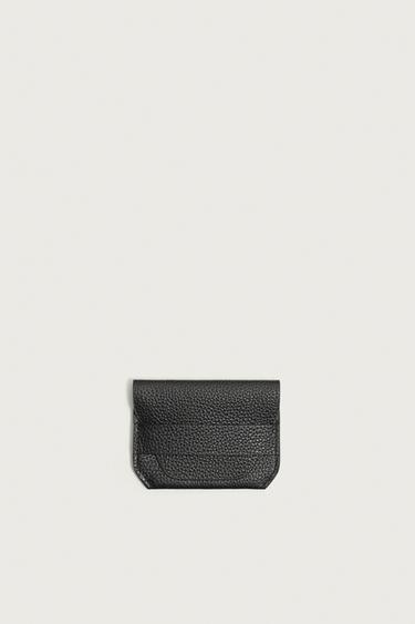 PORTE-CARTES EN CUIR À RABAT - Noir de Zara - Image 0