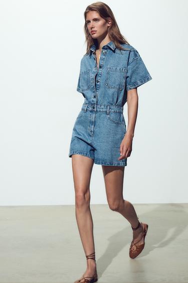 COMBINAISON COURTE EN DENIM Z1975 À MANCHES COURTES - Bleu moyen de Zara - Image 5