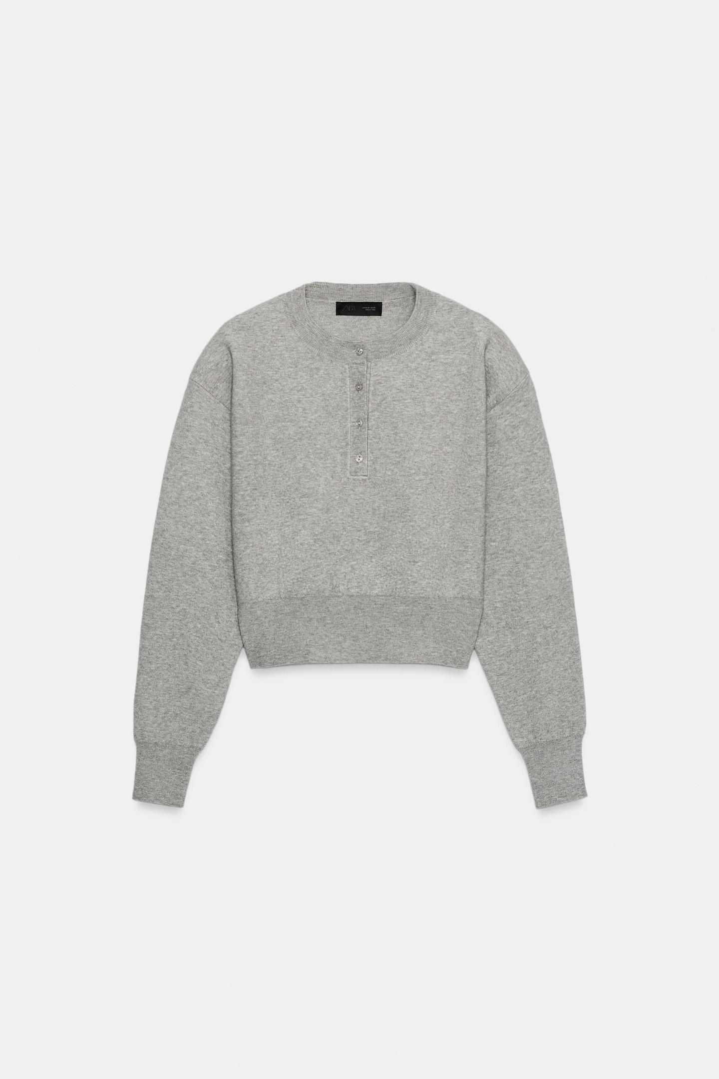 Женский свитер Zara Shoulder Pad Knit Jumper, цвет: Серый — фото 6