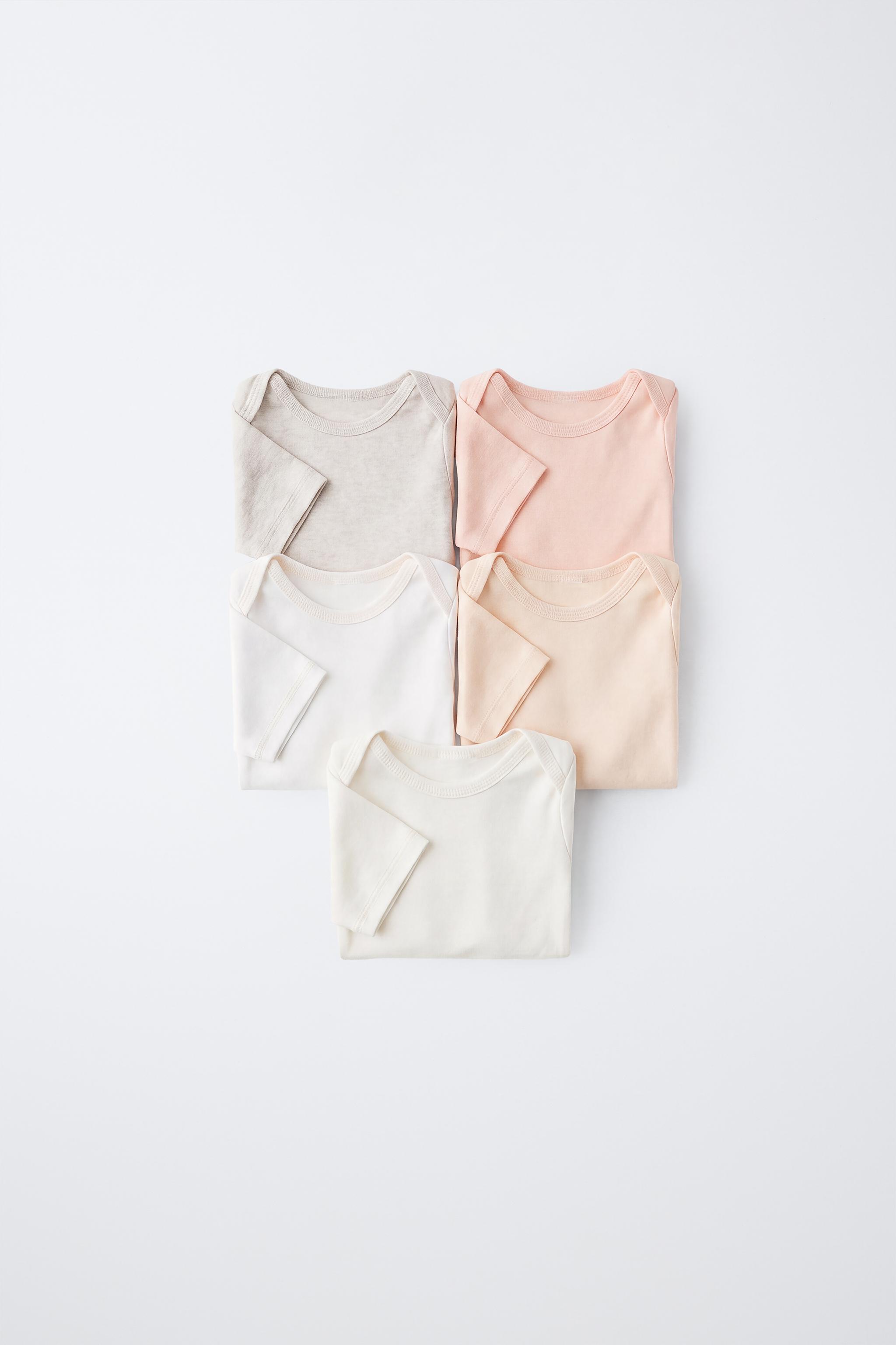FIVE-PACK SHORT SLEEVE BODYSUITS WITH LABEL — Orange