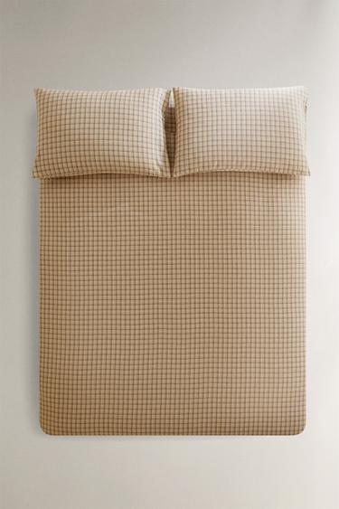 FLANELL-BETTBEZUG MIT KAROMUSTER - Beige von Zara