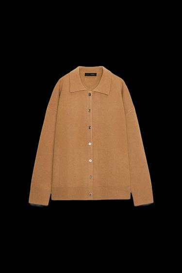 95% WOOL OVERSIZE CARDIGAN - camel by Zara