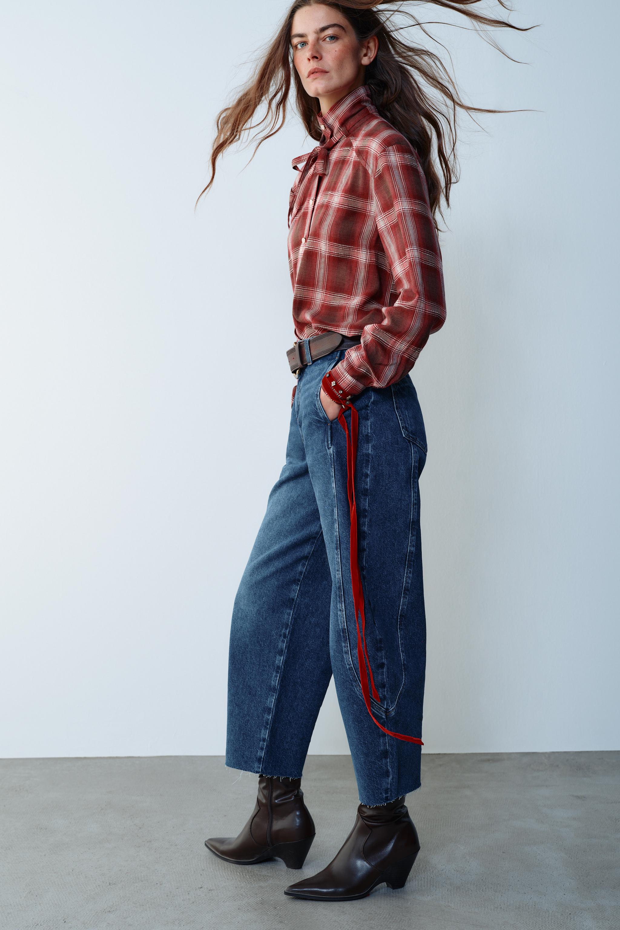 CHECKED BOW BLOUSE