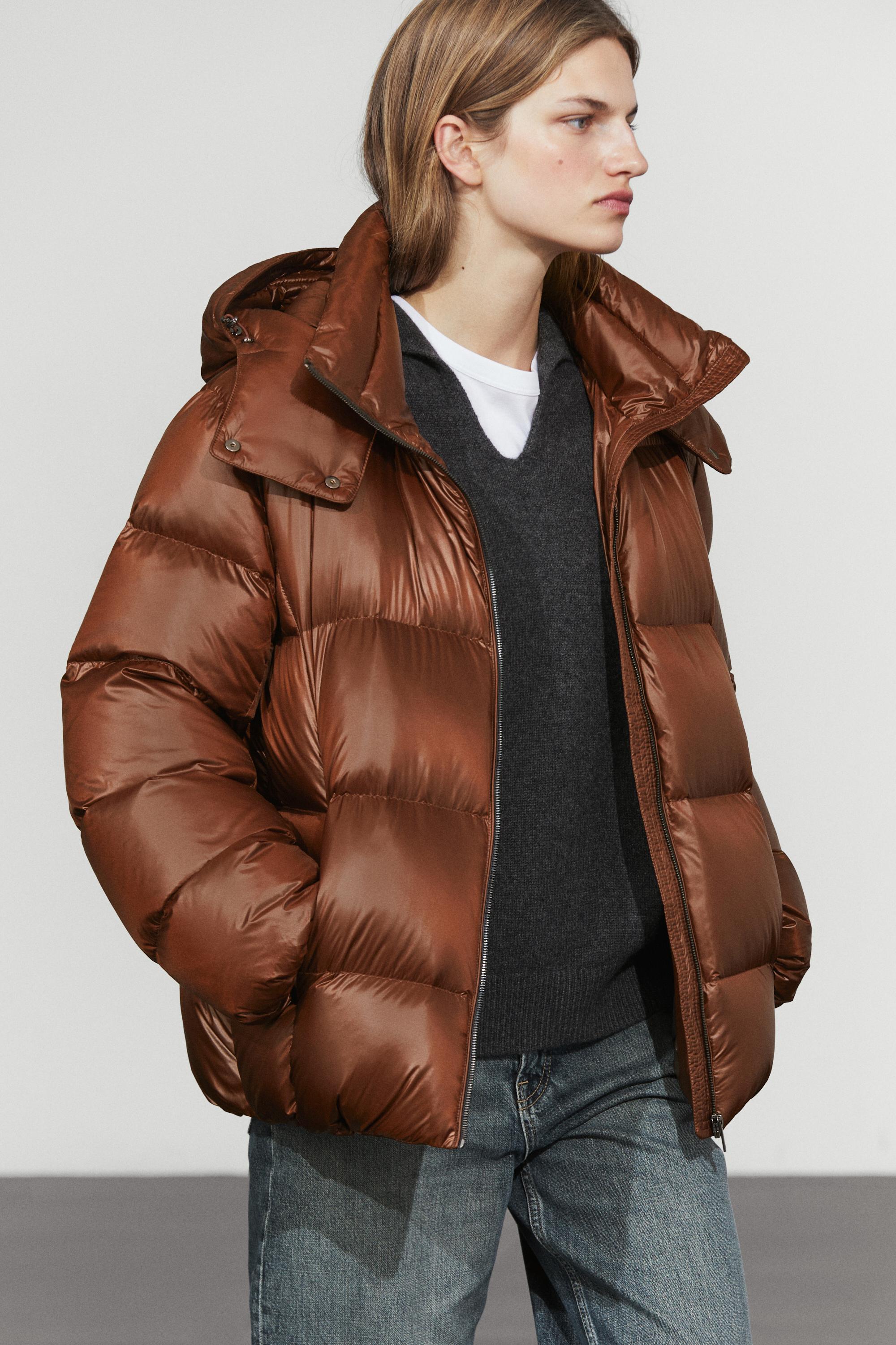 Satin finish down jacket