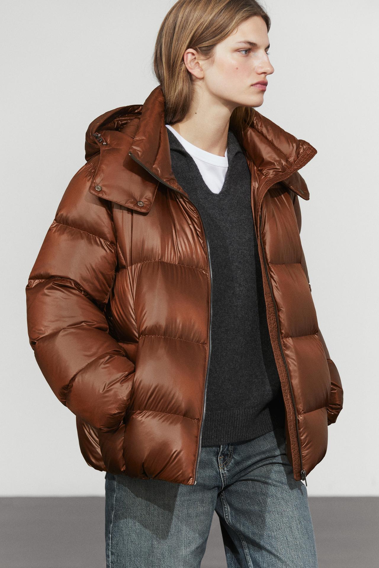 Satin down jacket — Caramel