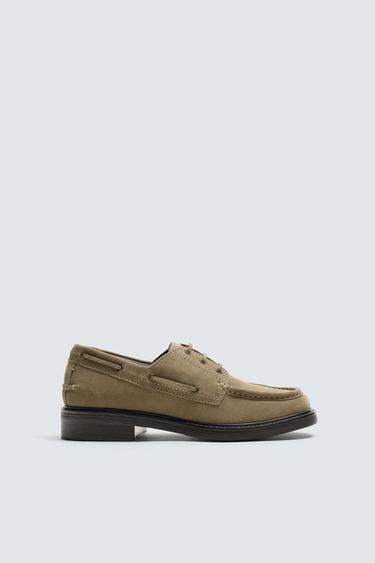 LEATHER SMART DECK SHOES - Beige by Zara