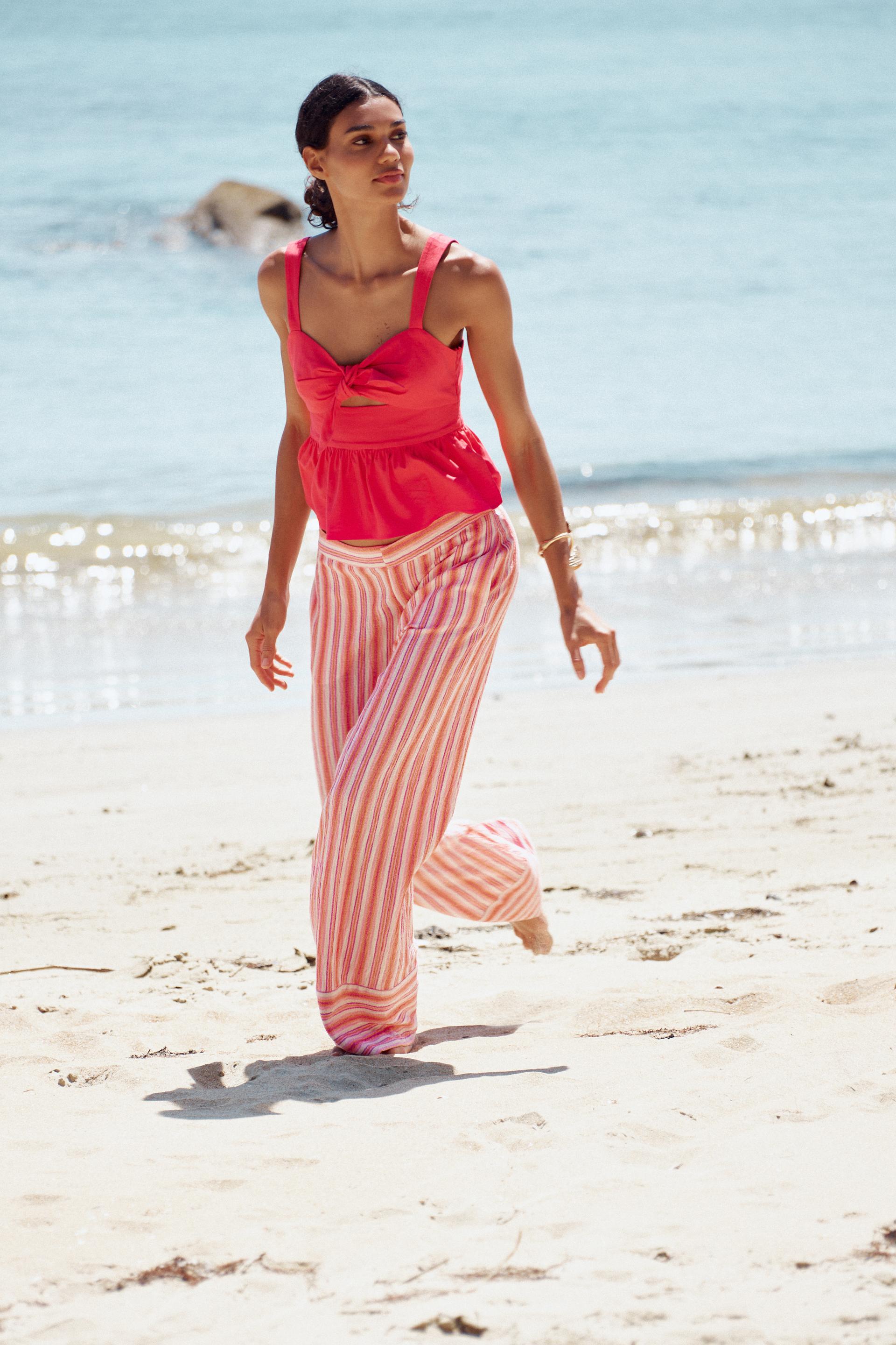 RUSTIC WIDE-LEG STRIPED TROUSERS
