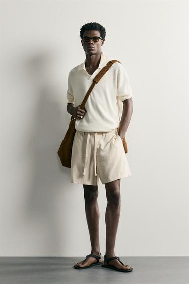 BERMUDA RELAXED FIT ALGODÓN - LINO - Beige claro de Zara - Imagen 0