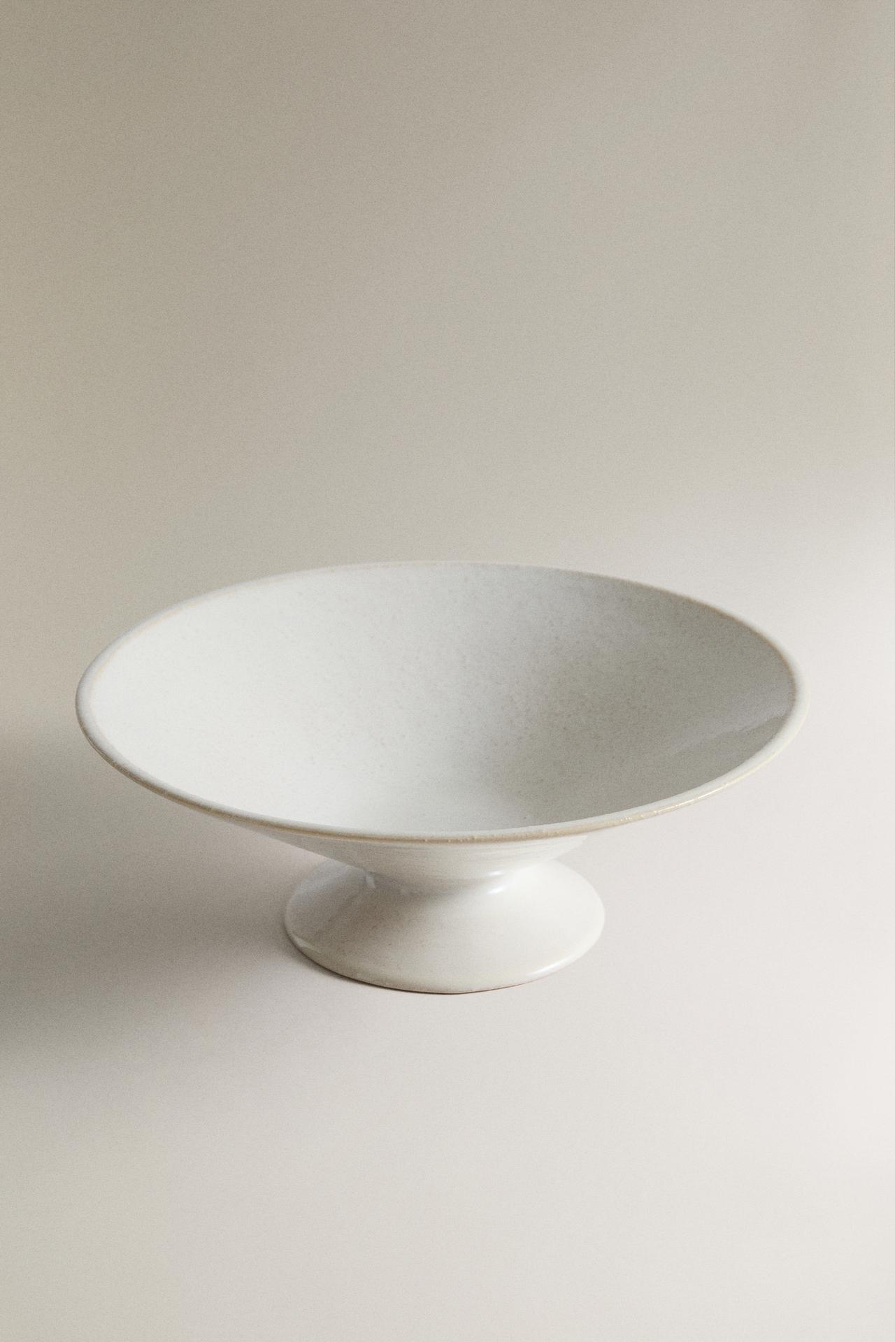 DECORATIVE WHITE CERAMIC BOWL — Ecru / Marl