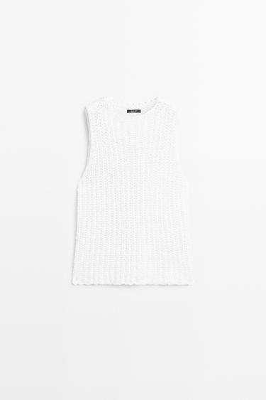 Zara Textured cotton knit top - White - Image 0