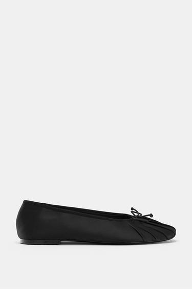 SATIN EFFECT BALLET FLATS - Black by Zara