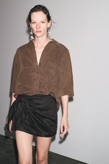 ZW COLLECTION OVERSIZE SHIRT - Brown by Zara