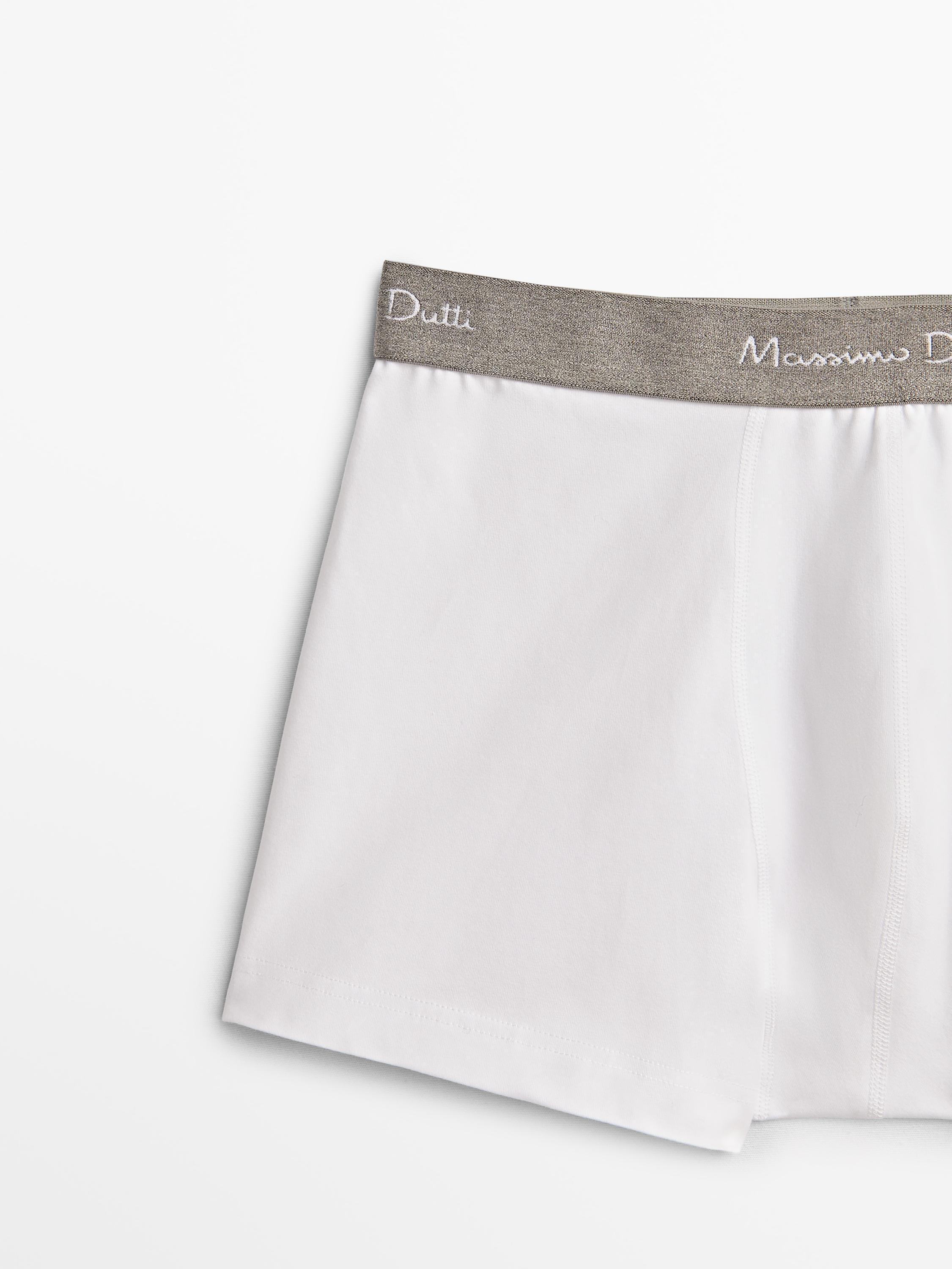 Boxer shorts with a grey waistband - White
