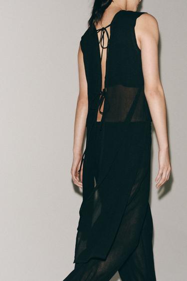 PANTALON DROIT FLUIDE - Noir de Zara - Image 4