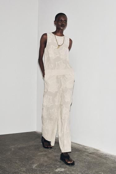 ZW COLLECTION EMBROIDERED TOP - Ecru by Zara