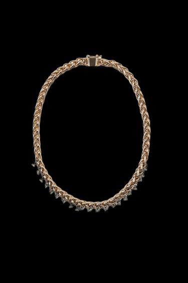 Zara COMBINED JEWELED LINK NECKLACE - Golden
