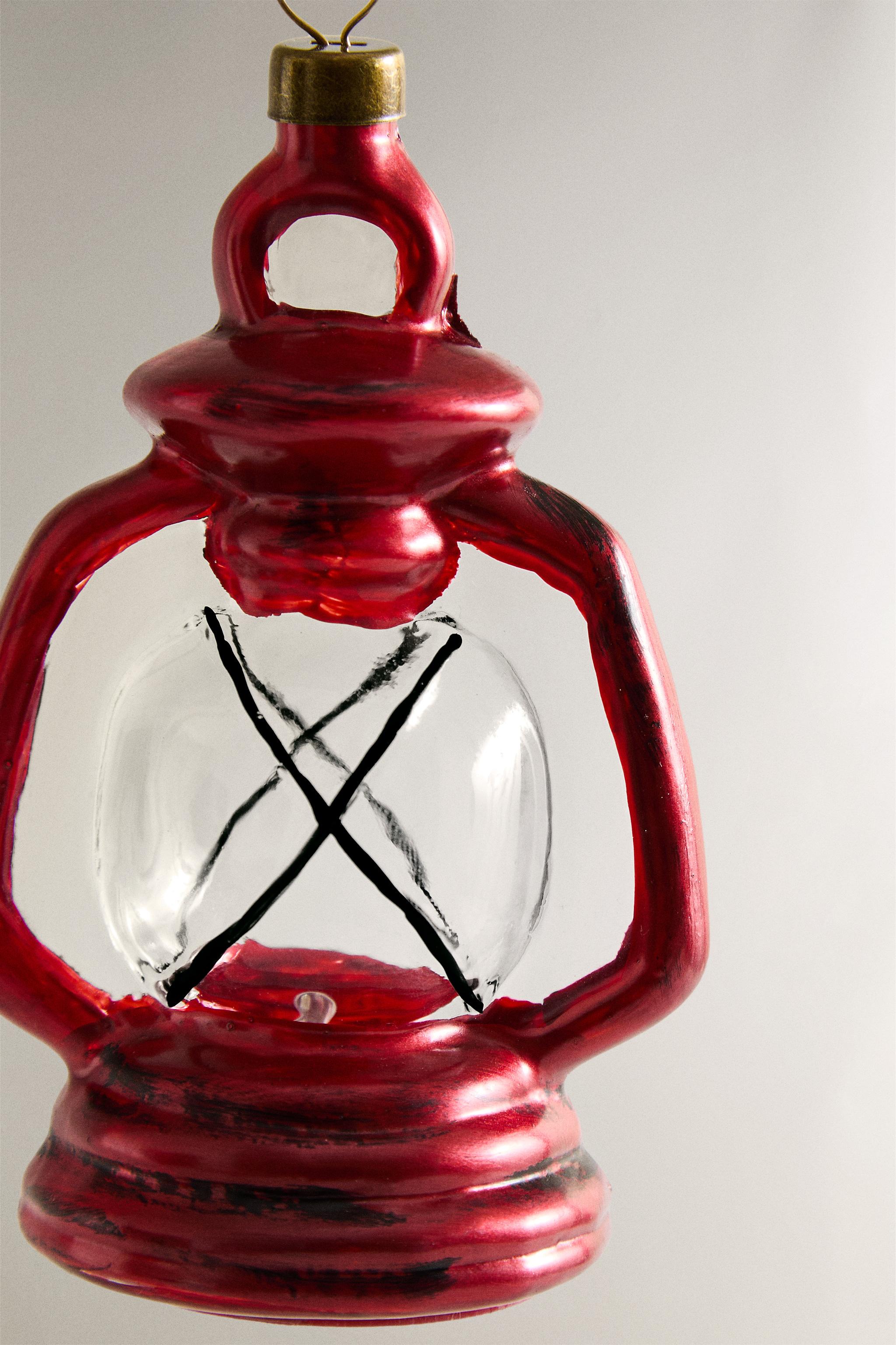 RED LANTERN WITH LIGHT CHRISTMAS TREE ORNAMENT