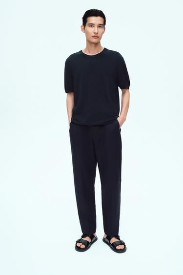 Zara 100% 亞麻長褲 - 海藍色