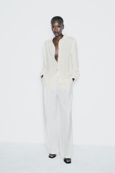 FLOWING SHIRT WITH GOLD-TONE BUTTONS - Ecru by Zara - Image 0
