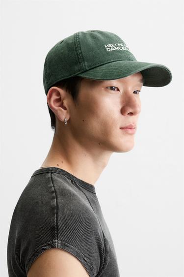 CASQUETTE DÉLAVÉE BRODÉE - Vert de Zara - Image 1