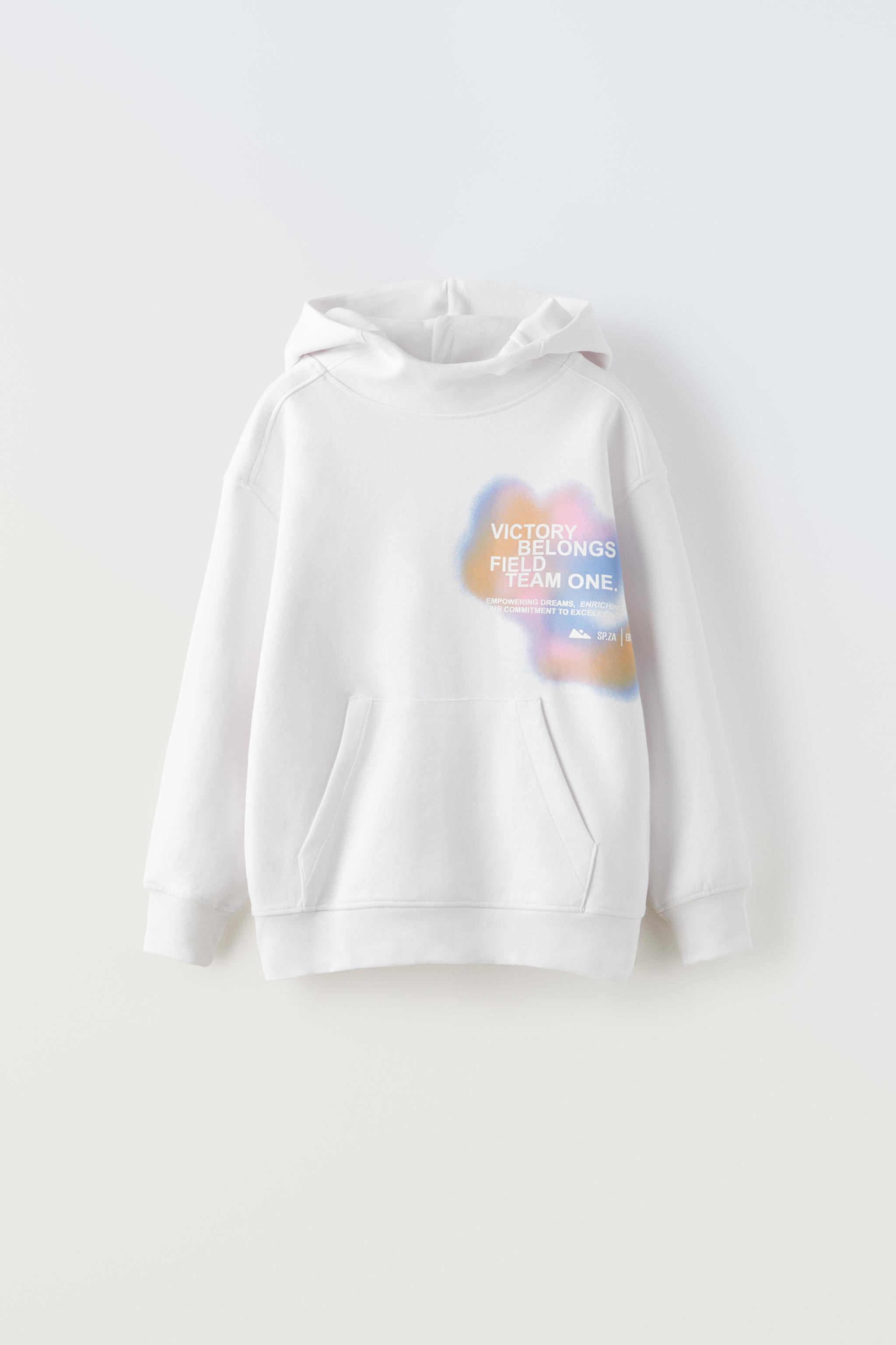 PRINTED HOODIE SWEATSHIRT - White | ZARA United States