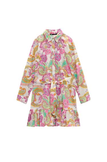 PRINTED DRESS WITH BELT