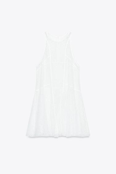 VESTIDO HALTER ENCAJE - Blanco de Zara
