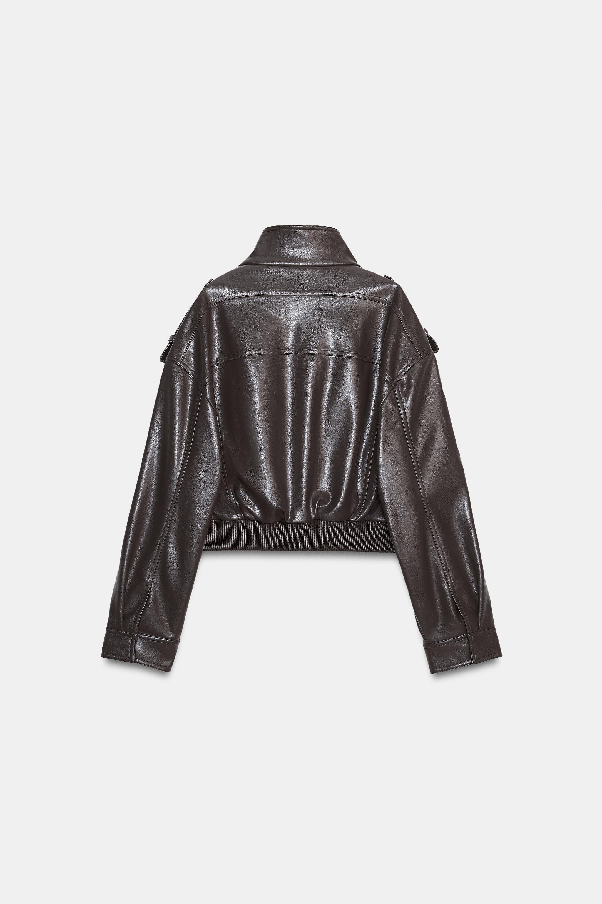 FAUX LEATHER CROPPED JACKET