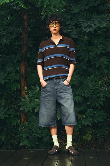 BAGGY FIT DENIM BERMUDA SHORTS - Blue by Zara