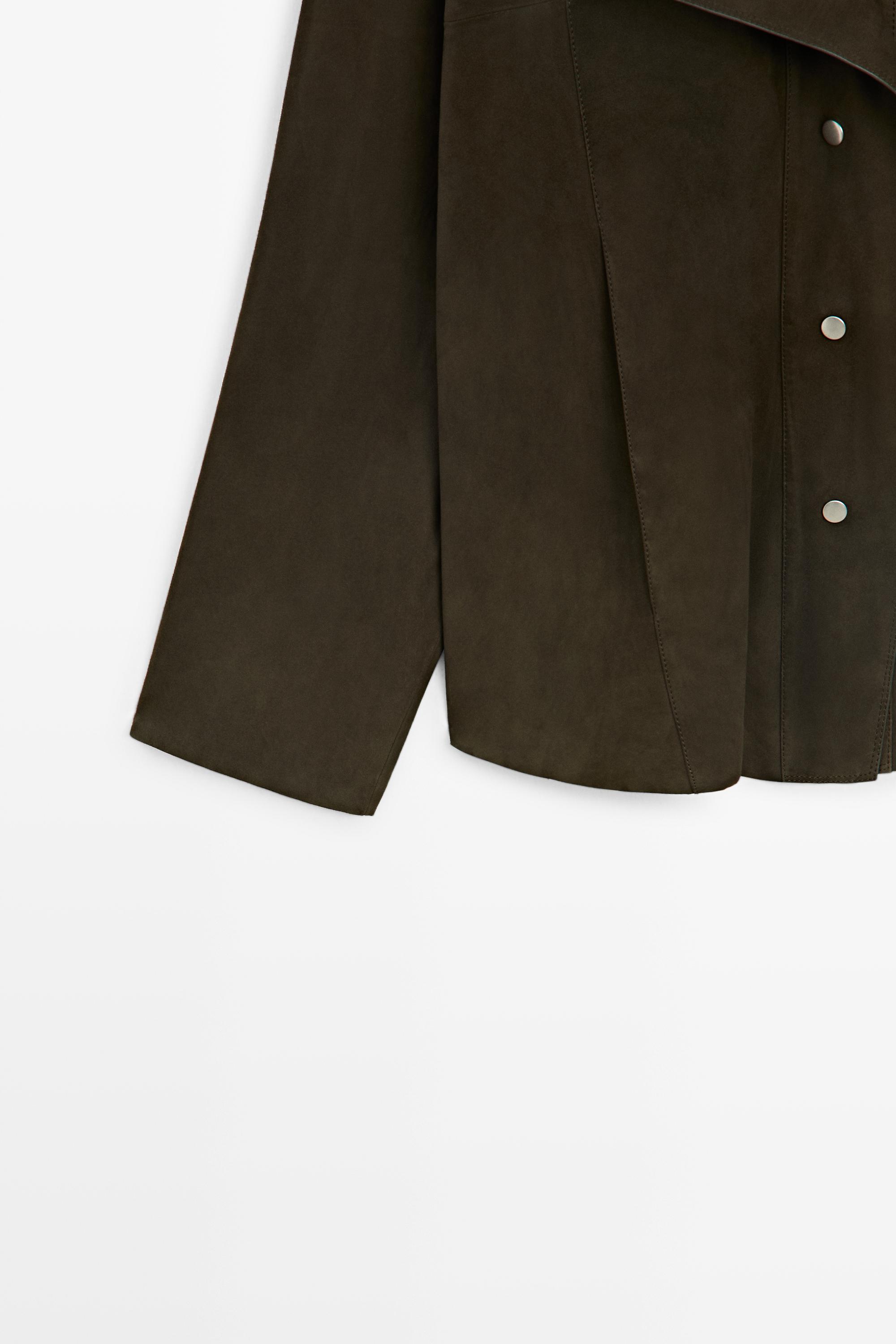 High-neck faux suede jacket