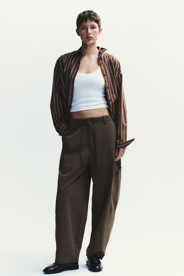 ΡΙΧΤΟ ΠΟΥΚΑΜΙΣΟ OVERSIZED - Καφέ σκούρο του Zara