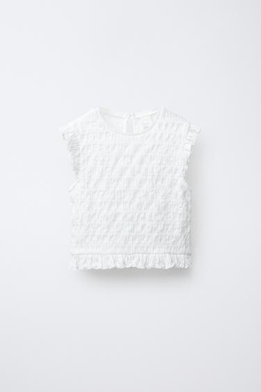 STRUCTURED RUFFLED BLOUSE - Oyster-white by Zara - Image 0