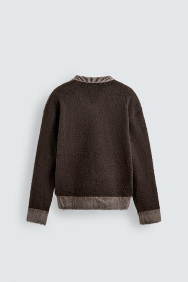 JUMPER WITH CONTRAST TEXTURE X SR_A - Brown by Zara - Image 8