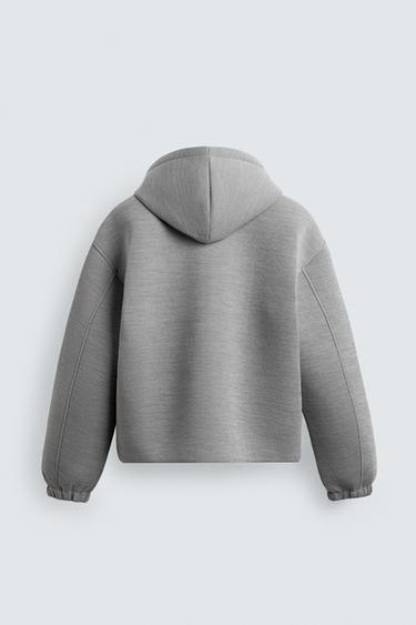 COMPACT BOXY FIT ZIP-UP SWEATSHIRT - Light grey by Zara - Image 7