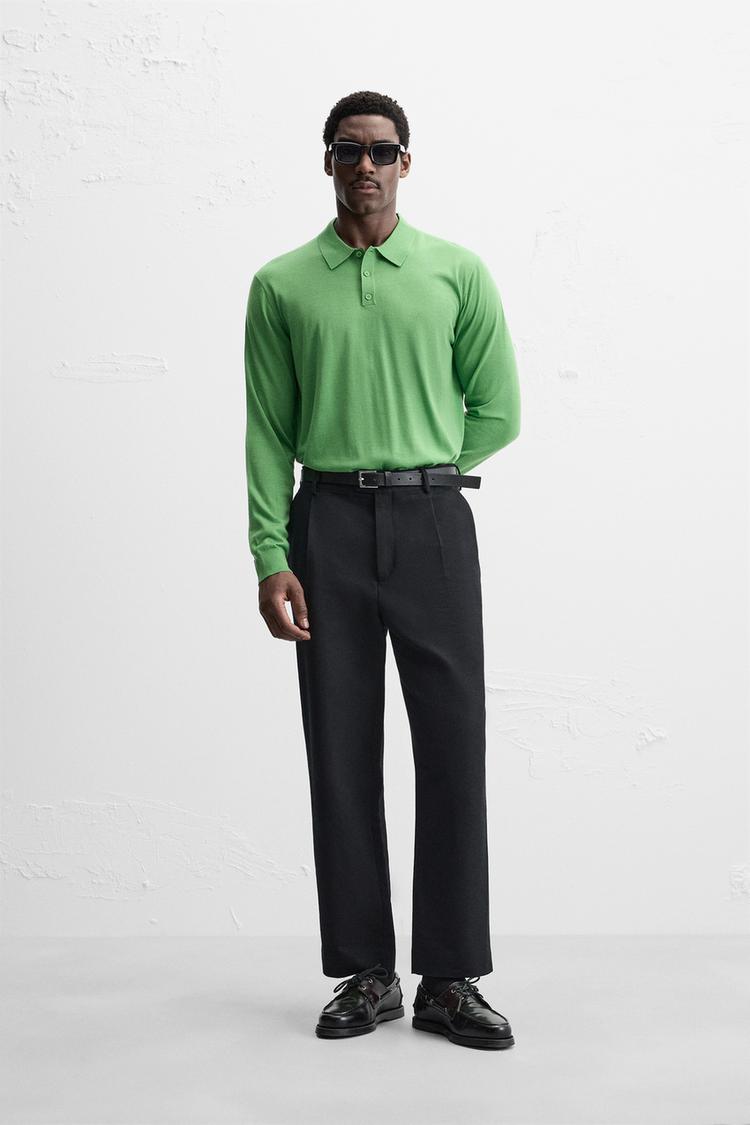 100% WOOL KNIT POLO SHIRT - Green | ZARA United States 