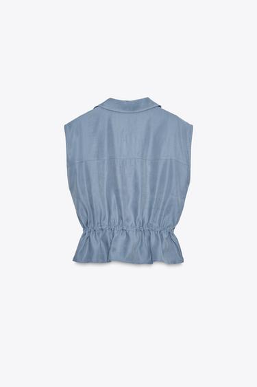 SOFT-TOUCH SAFARI TOP - Blue / Grey by Zara - Image 6