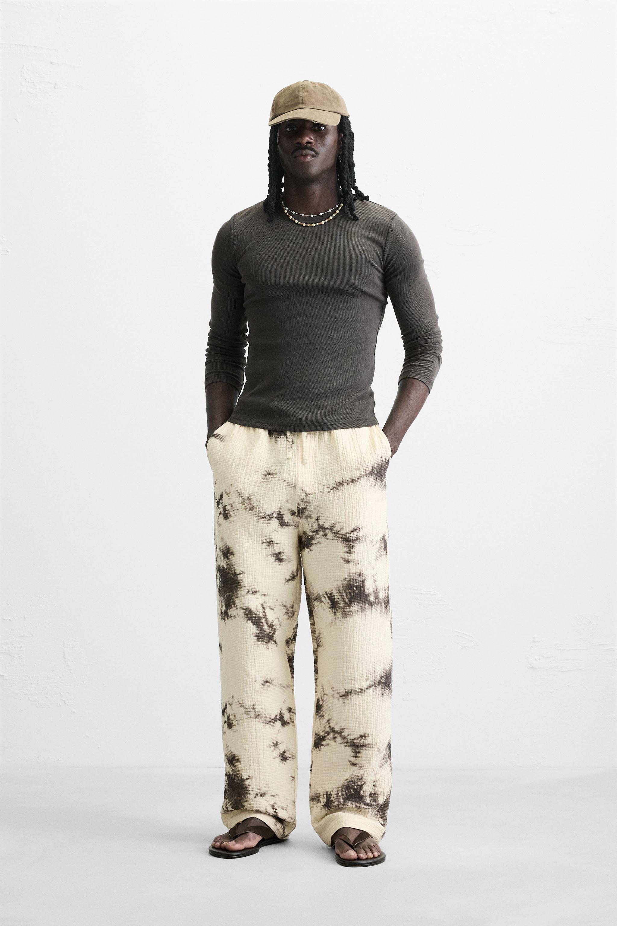 PANTALON STRUCTURÉ IMPRIMÉ TIE-AND-DYE